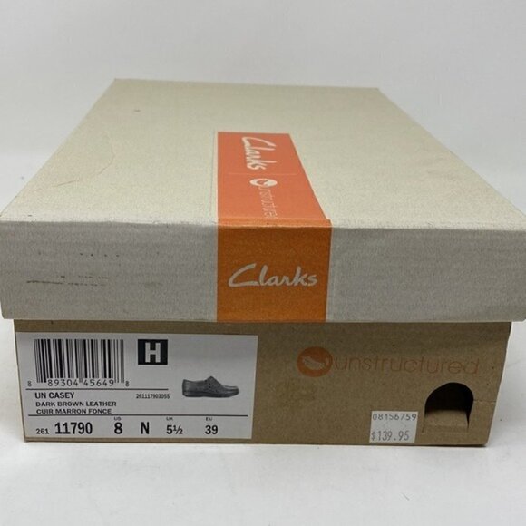 Clarks Un Casey Dark Brown Leather comfort loafer shoes NARROW - Picture 7 of 9